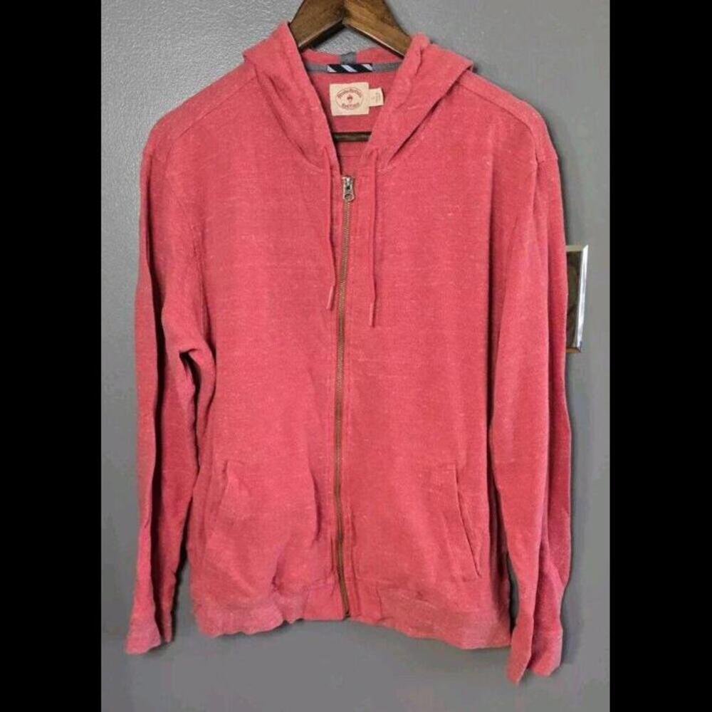 Brooks Brothers Red Fleece Men Full Zip Up Hoodie Size L Red